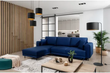 Hopland 3-seters Sovesofa m. Divan med Oppbevaring - Blå - Møbler - Sofaer - Sovesofaer - Sovesofa divan