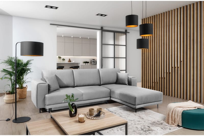 Hopland 3-seters Sovesofa m. Divan med Oppbevaring, Grå