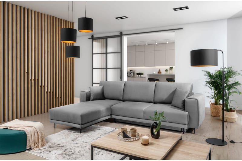 Hopland 3-seters Sovesofa m. Divan med Oppbevaring - Grå - Møbler - Sofaer - Sovesofaer - Sovesofa divan
