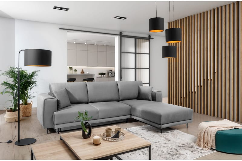 Hopland 3-seters Sovesofa m. Divan med Oppbevaring, Grå