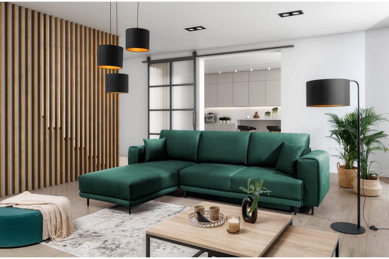 Hopland 3-seters Sovesofa m. Divan med Oppbevaring - Grønn - Møbler - Sofaer - Sovesofaer - Sovesofa divan