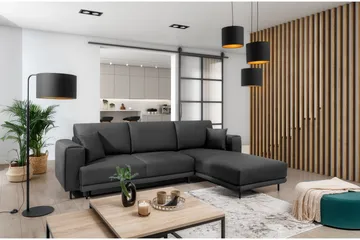 Hopland 3-seters Sovesofa m. Divan med Oppbevaring - Mørkegrå - Møbler - Sofaer - Sovesofaer - Sovesofa divan