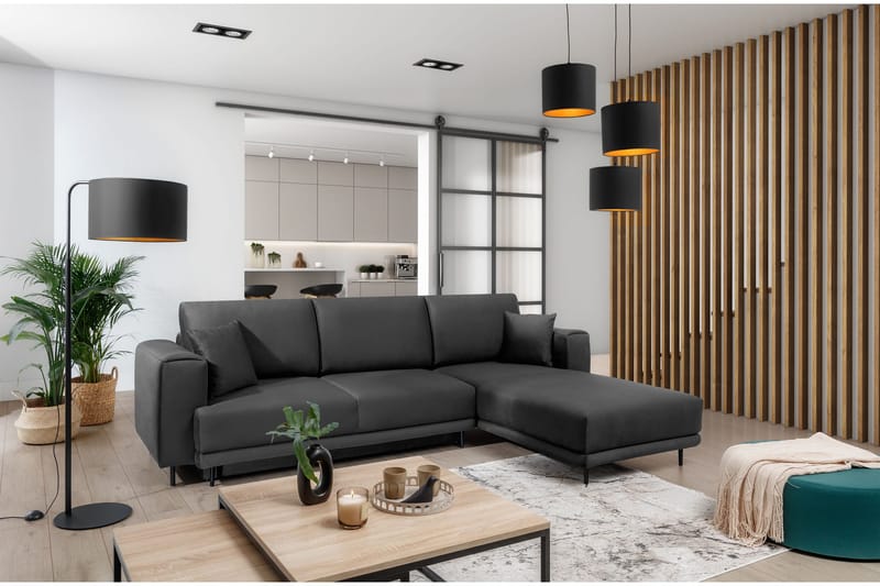 Hopland 3-seters Sovesofa m. Divan med Oppbevaring - Mørkegrå - Møbler - Sofaer - Sovesofaer - Sovesofa divan