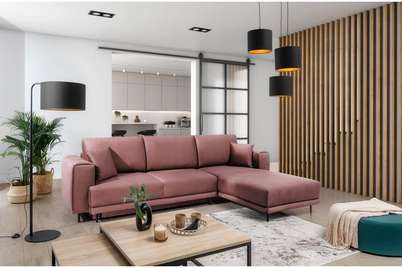 Hopland 3-seters Sovesofa m. Divan med Oppbevaring - Rosa - Møbler - Sofaer - Sovesofaer - Sovesofa divan