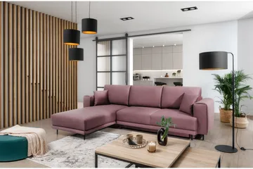 Hopland 3-seters Sovesofa m. Divan med Oppbevaring - Rosa - Møbler - Sofaer - Sovesofaer - Sovesofa divan