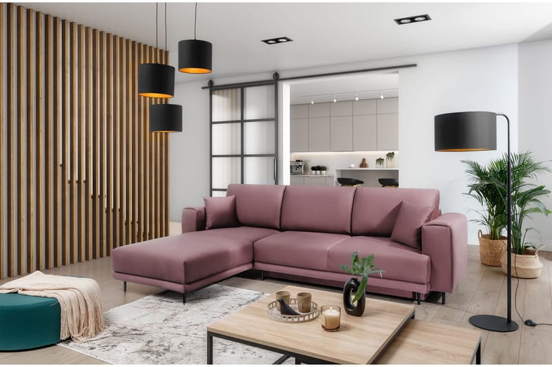 Hopland 3-seters Sovesofa m. Divan med Oppbevaring - Rosa - Møbler - Sofaer - Sovesofaer - Sovesofa divan
