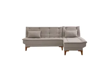 Hunterville 4-seter Venstre L-formet Sovesofa 107x225 cm i Stoff - Beige - Møbler - Sofaer - Sovesofaer - Sovesofa divan