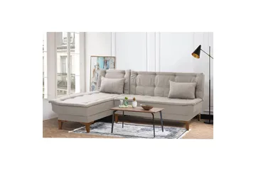 Hunterville 4-seter Venstre L-formet Sovesofa 107x225 cm i Stoff - Beige - Møbler - Sofaer - Sovesofaer - Sovesofa divan