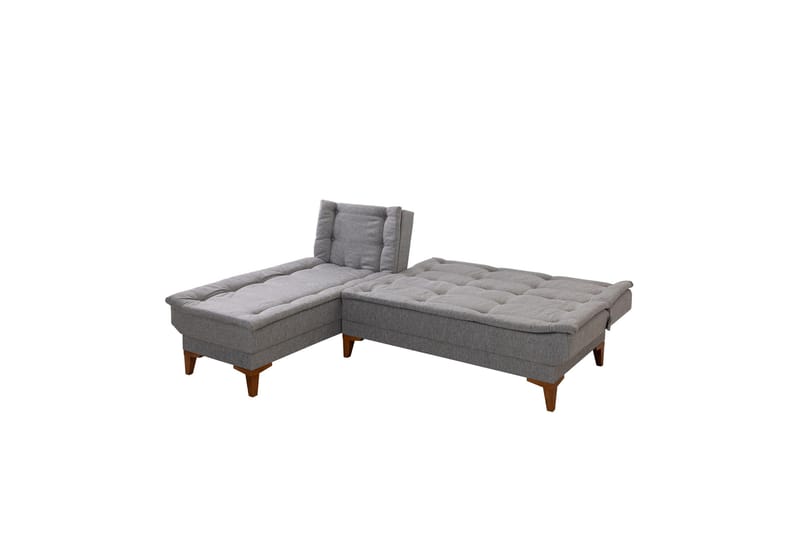 Hunterville 4-seter Venstre L-formet Sovesofa 107x225 cm i Stoff - Grå - Møbler - Sofaer - Sovesofaer - Sovesofa divan