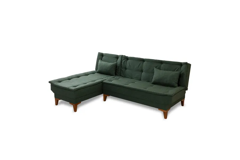 Hunterville 4-seter Venstre L-formet Sovesofa 107x225 cm i Stoff, Grønn