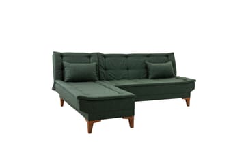 Hunterville 4-seter Venstre L-formet Sovesofa 107x225 cm i Stoff - Grønn - Møbler - Sofaer - Sovesofaer - Sovesofa divan