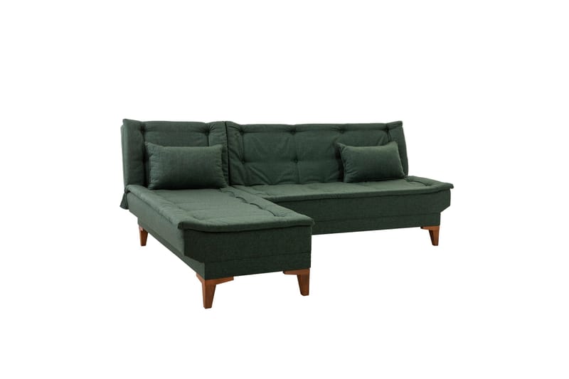 Hunterville 4-seter Venstre L-formet Sovesofa 107x225 cm i Stoff - Grønn - Møbler - Sofaer - Sovesofaer - Sovesofa divan