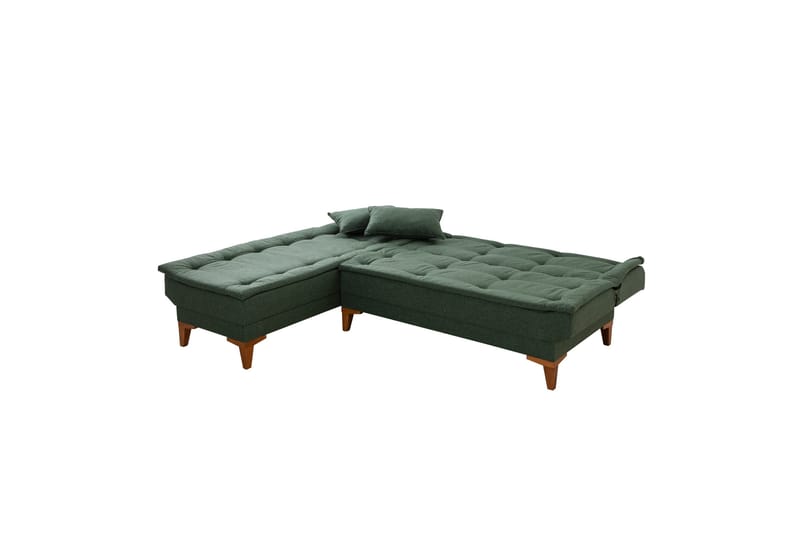 Hunterville 4-seter Venstre L-formet Sovesofa 107x225 cm i Stoff - Grønn - Møbler - Sofaer - Sovesofaer - Sovesofa divan