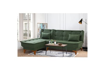 Hunterville 4-seter Venstre L-formet Sovesofa 107x225 cm i Stoff - Grønn - Møbler - Sofaer - Sovesofaer - Sovesofa divan