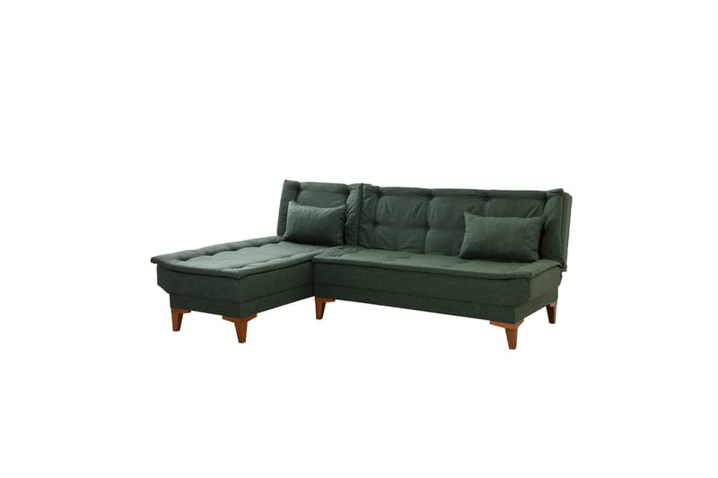 Hunterville 4-seter Venstre L-formet Sovesofa 107x225 cm i Stoff - Grønn - Møbler - Sofaer - Sovesofaer - Sovesofa divan