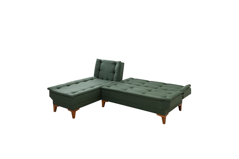 Hunterville 4-seter Venstre L-formet Sovesofa 107x225 cm i Stoff - Grønn - Møbler - Sofaer - Sovesofaer - Sovesofa divan