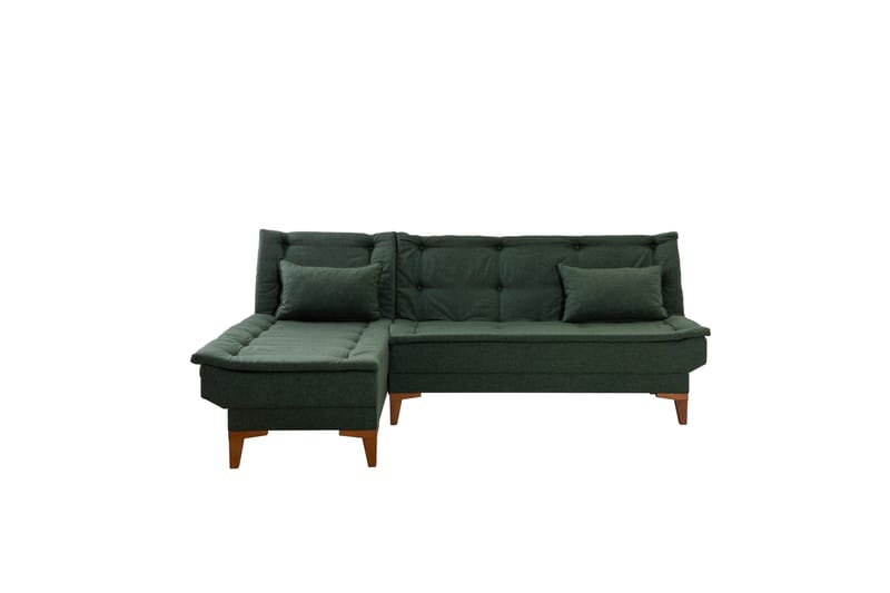 Hunterville 4-seter Venstre L-formet Sovesofa 107x225 cm i Stoff - Grønn - Møbler - Sofaer - Sovesofaer - Sovesofa divan