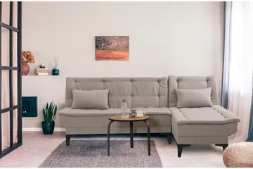 Hunterville 4-seters Høyre L-formet Sovesofa 107x225 cm i Stoff - Beige - Møbler - Sofaer - Sovesofaer - Sovesofa divan