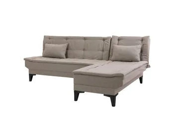 Hunterville 4-seters Høyre L-formet Sovesofa 107x225 cm i Stoff - Beige - Møbler - Sofaer - Sovesofaer - Sovesofa divan
