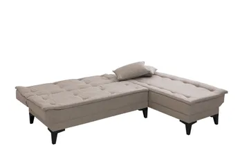 Hunterville 4-seters Høyre L-formet Sovesofa 107x225 cm i Stoff - Beige - Møbler - Sofaer - Sovesofaer - Sovesofa divan