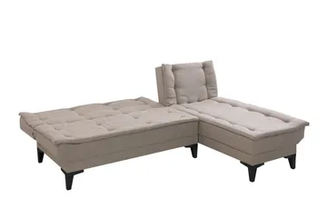 Hunterville 4-seters Høyre L-formet Sovesofa 107x225 cm i Stoff - Beige - Møbler - Sofaer - Sovesofaer - Sovesofa divan