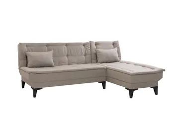 Hunterville 4-seters Høyre L-formet Sovesofa 107x225 cm i Stoff - Beige - Møbler - Sofaer - Sovesofaer - Sovesofa divan