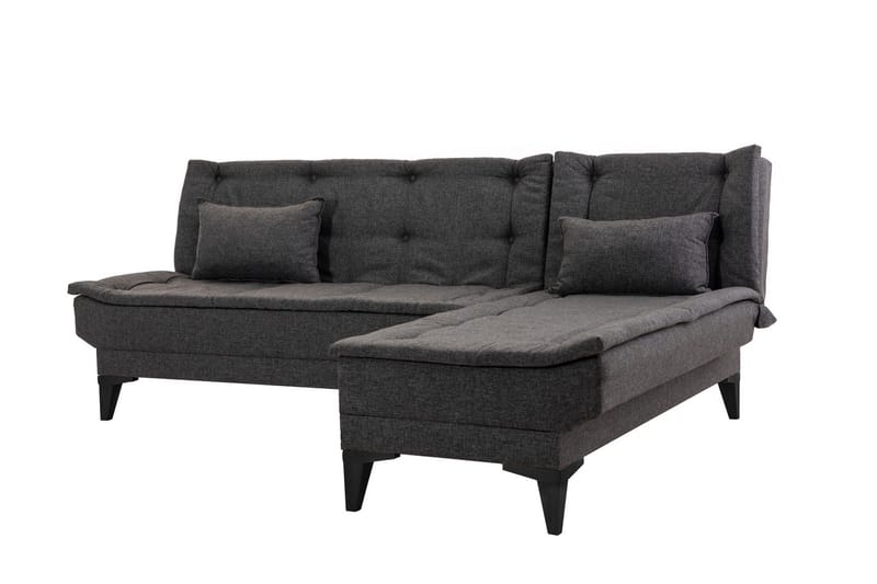 Hunterville 4-seters L-formet Sovesofa 107x225 cm i Stoff - Grå - Møbler - Sofaer - Sovesofaer - Sovesofa divan