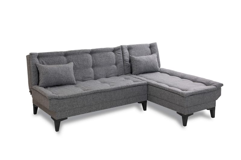 Hunterville Høyre L-formet 4-seters Sovesofa med Langsgående Sovefunksjon 107x225 cm i Stoff - Grå - Møbler - Sofaer - Sovesofaer - Sovesofa divan