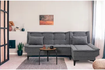 Hunterville Høyre L-formet 4-seters Sovesofa med Langsgående Sovefunksjon 107x225 cm i Stoff - Grå - Møbler - Sofaer - Sovesofaer - Sovesofa divan