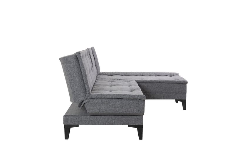 Hunterville Høyre L-formet 4-seters Sovesofa med Langsgående Sovefunksjon 107x225 cm i Stoff - Grå - Møbler - Sofaer - Sovesofaer - Sovesofa divan