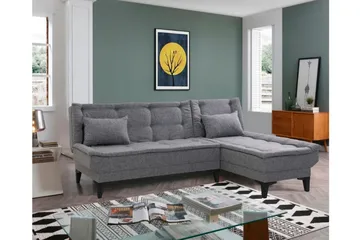 Hunterville Høyre L-formet 4-seters Sovesofa med Langsgående Sovefunksjon 107x225 cm i Stoff - Grå - Møbler - Sofaer - Sovesofaer - Sovesofa divan