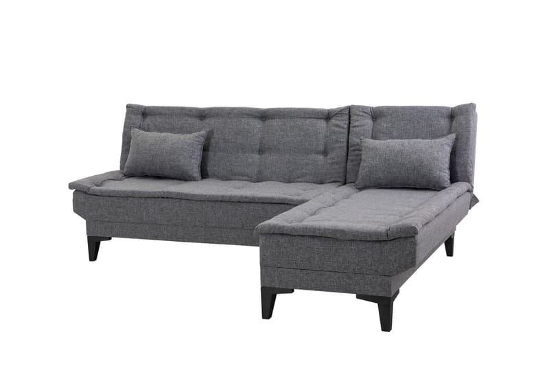 Hunterville Høyre L-formet 4-seters Sovesofa med Langsgående Sovefunksjon 107x225 cm i Stoff - Grå - Møbler - Sofaer - Sovesofaer - Sovesofa divan