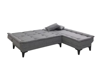 Hunterville Høyre L-formet 4-seters Sovesofa med Langsgående Sovefunksjon 107x225 cm i Stoff - Grå - Møbler - Sofaer - Sovesofaer - Sovesofa divan