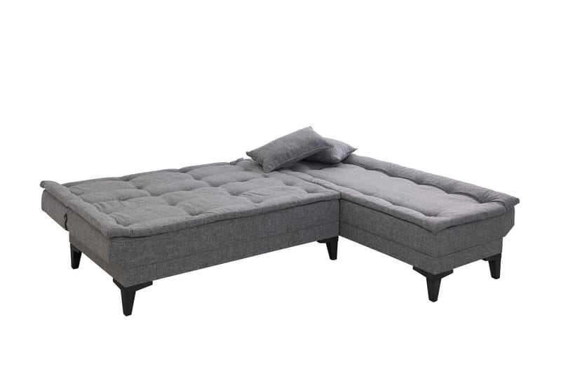 Hunterville Høyre L-formet 4-seters Sovesofa med Langsgående Sovefunksjon 107x225 cm i Stoff - Grå - Møbler - Sofaer - Sovesofaer - Sovesofa divan