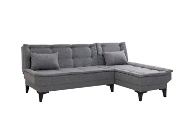 Hunterville Høyre L-formet 4-seters Sovesofa med Langsgående Sovefunksjon 107x225 cm i Stoff - Grå - Møbler - Sofaer - Sovesofaer - Sovesofa divan