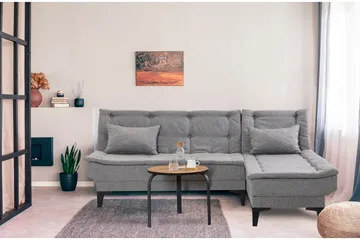 Hunterville Høyre L-formet Sovesofa 107x225 cm i Stoff - Grå - Møbler - Sofaer - Sovesofaer - Sovesofa divan