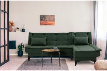 Hunterville Høyre L-formet Sovesofa 107x225 cm i Stoff - Grønn - Møbler - Sofaer - Sovesofaer - Sovesofa divan