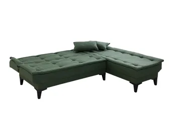 Hunterville Høyre L-formet Sovesofa 107x225 cm i Stoff - Grønn - Møbler - Sofaer - Sovesofaer - Sovesofa divan