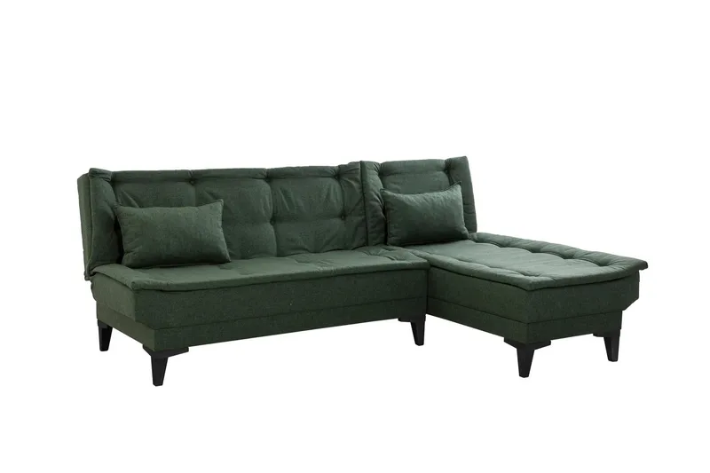 Hunterville Høyre L-formet Sovesofa 107x225 cm i Stoff, Grønn