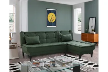 Hunterville Høyre L-formet Sovesofa 107x225 cm i Stoff - Grønn - Møbler - Sofaer - Sovesofaer - Sovesofa divan