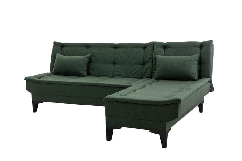 Hunterville Høyre L-formet Sovesofa 107x225 cm i Stoff - Grønn - Møbler - Sofaer - Sovesofaer - Sovesofa divan
