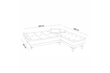 Hunterville Sovesofa m. Divan 4-seters 107x205 - Grå - Møbler - Sofaer - Sovesofaer - Sovesofa divan