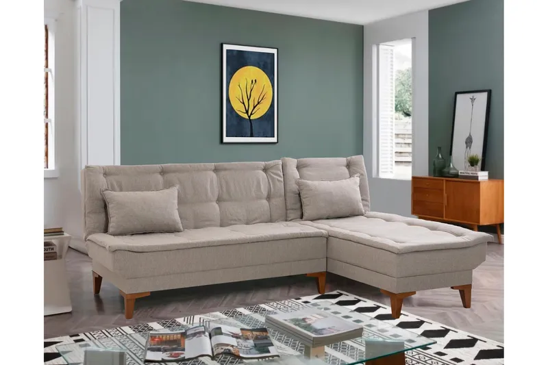 Hunterville Sovesofa m. Divan 4-seters 107x205 - Krem - Møbler - Sofaer - Sovesofaer - Sovesofa divan