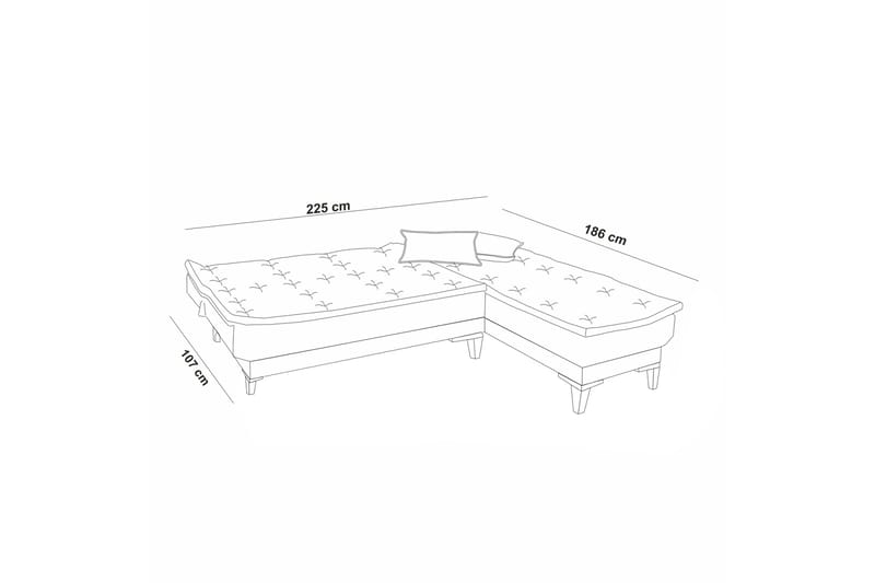 Hunterville Sovesofa m. Divan 4-seters 107x205 - Mørkeblå - Møbler - Sofaer - Sovesofaer - Sovesofa divan