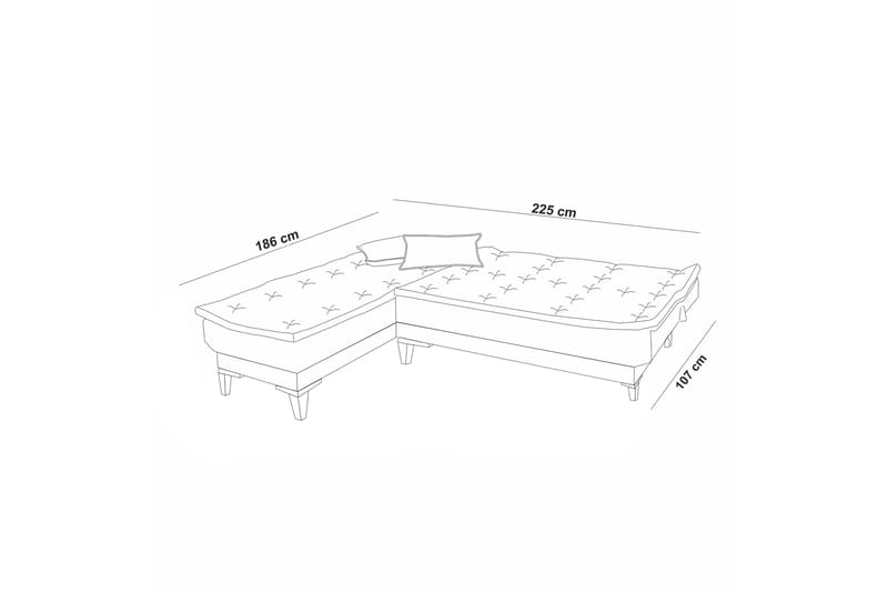 Hunterville Sovesofa med Sjeselong 4-seter - Grønn - Møbler - Sofaer - Sovesofaer - Sovesofa divan