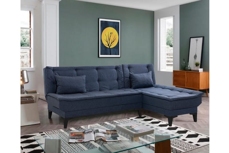 Hunterville Sovesofa med Sjeselong 4-seter - Marineblå - Møbler - Sofaer - Sovesofaer - Sovesofa divan