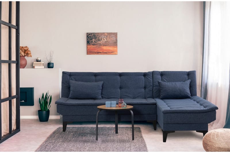 Hunterville Sovesofa med Sjeselong 4-seter - Marineblå - Møbler - Sofaer - Sovesofaer - Sovesofa divan