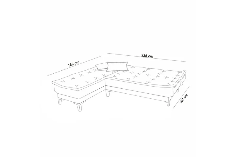 Hunterville Venstre L-formet Sovesofa 107x225 cm i Stoff - Antrasitt - Møbler - Sofaer - Sovesofaer - Sovesofa divan