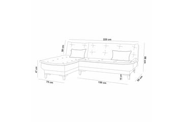 Hunterville Venstre L-formet Sovesofa 107x225 cm i Stoff - Antrasitt - Møbler - Sofaer - Sovesofaer - Sovesofa divan
