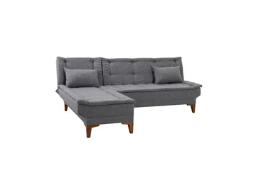 Hunterville Venstre L-formet Sovesofa 107x225 cm i Stoff - Grå - Møbler - Sofaer - Sovesofaer - Sovesofa divan